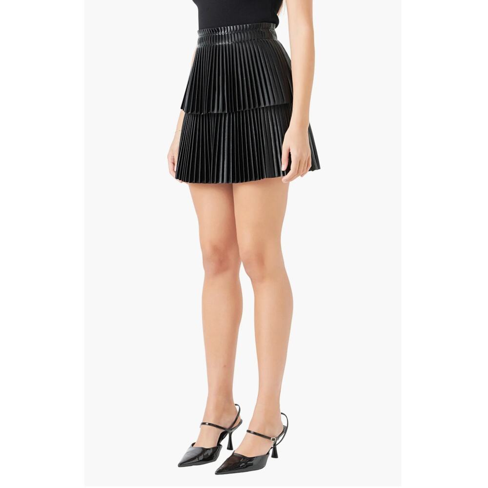ENDLESS ROSE Shiny Pu Pleated Mini Skirt size M